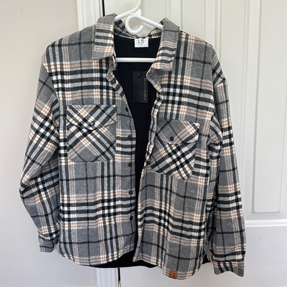 Little Bipsy Adult Flannel Shacket - Ash - Picture 2 of 7